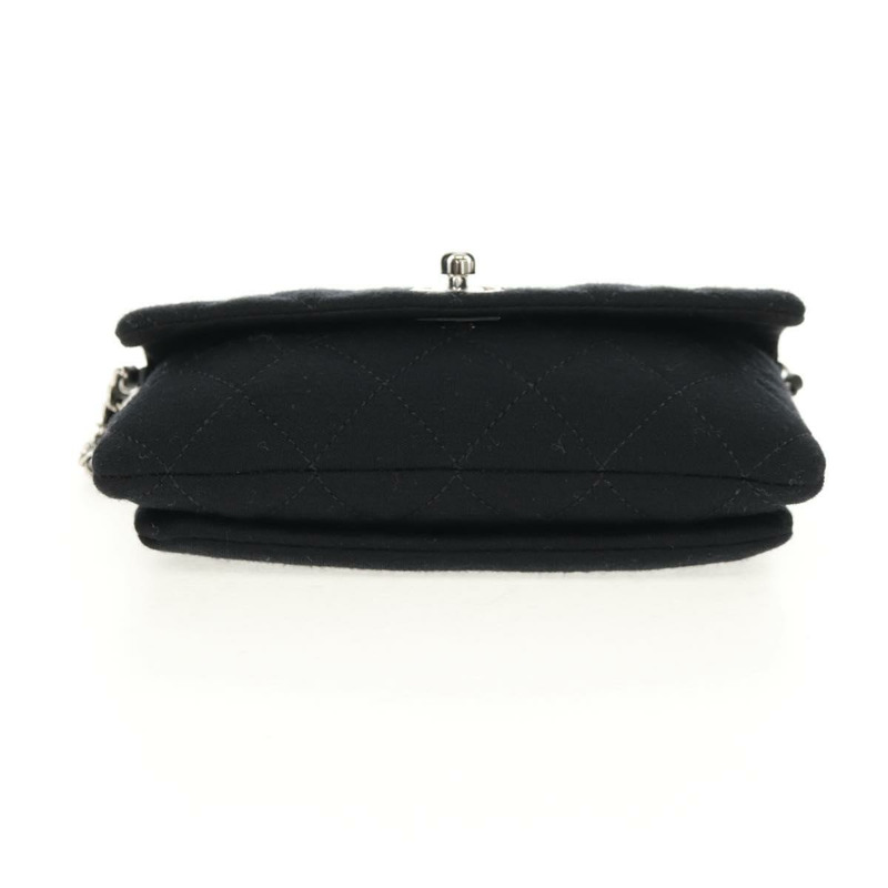 【日本直送】香奈兒鏈條單背包 棉質黑色銀色雙C標誌 Auth 148204V-4