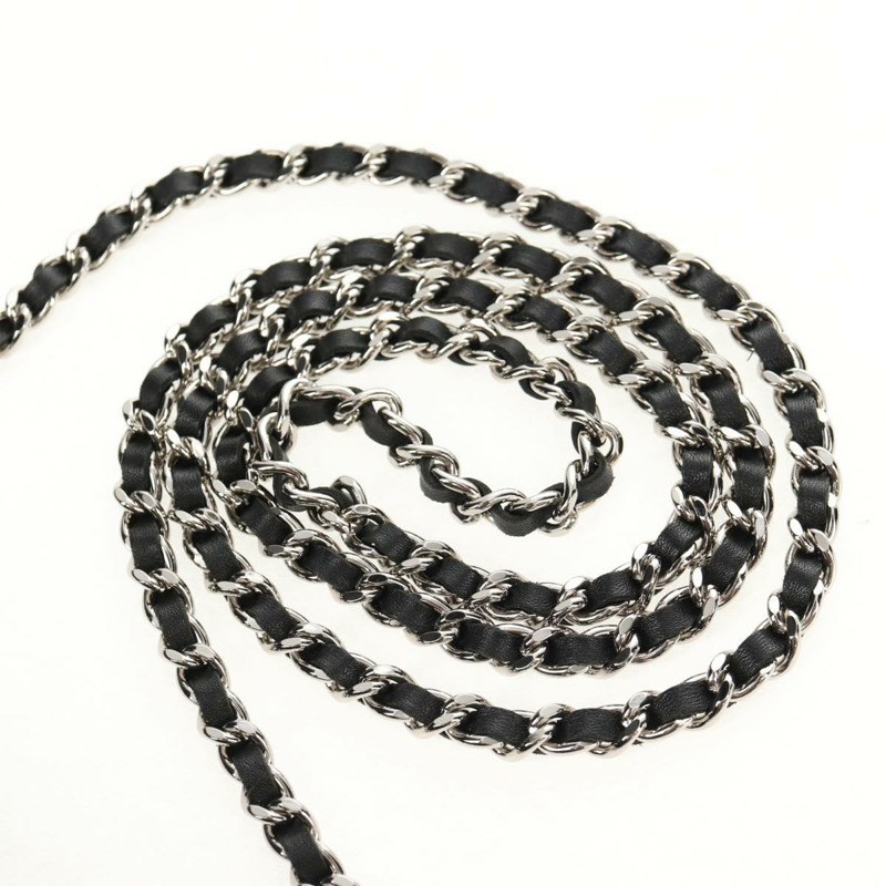 【日本直送】香奈兒鏈條單背包 棉質黑色銀色雙C標誌 Auth 148204V-7