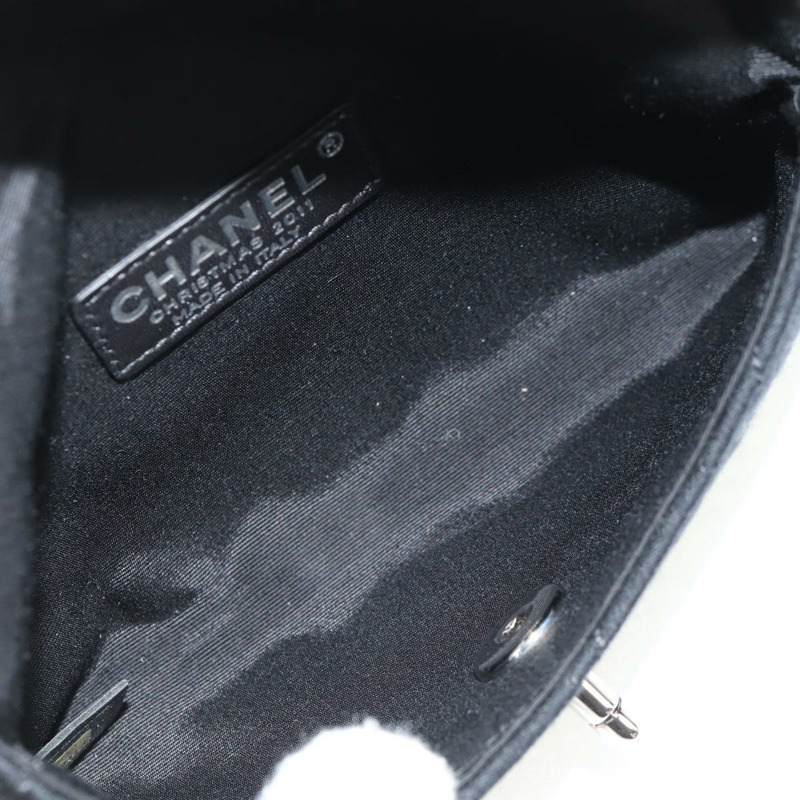 【日本直送】香奈兒鏈條單背包 棉質黑色銀色雙C標誌 Auth 148204V-8