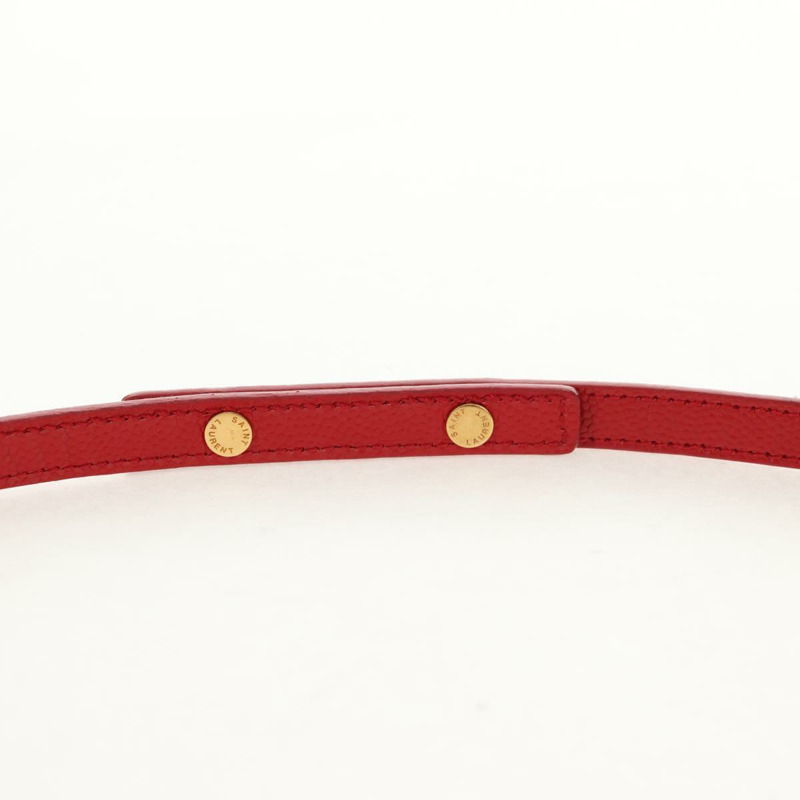 【日本直送】SAINT LAURENT 鏈條 Cassandra 單肩包 魚子醬紋皮革 紅色 金色 正品 148456M-7