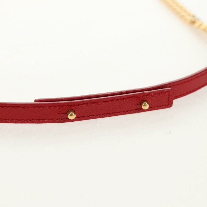 【日本直送】SAINT LAURENT 鏈條 Cassandra 單肩包 魚子醬紋皮革 紅色 金色 正品 148456M-13