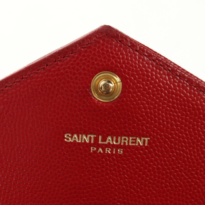 【日本直送】SAINT LAURENT 鏈條 Cassandra 單肩包 魚子醬紋皮革 紅色 金色 正品 148456M-20