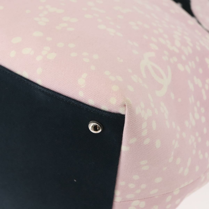 【日本直送】香奈兒 (CHANEL) 夏季高級手袋 帆布 粉紅色 銀色 CC 標誌 正品 148799-14