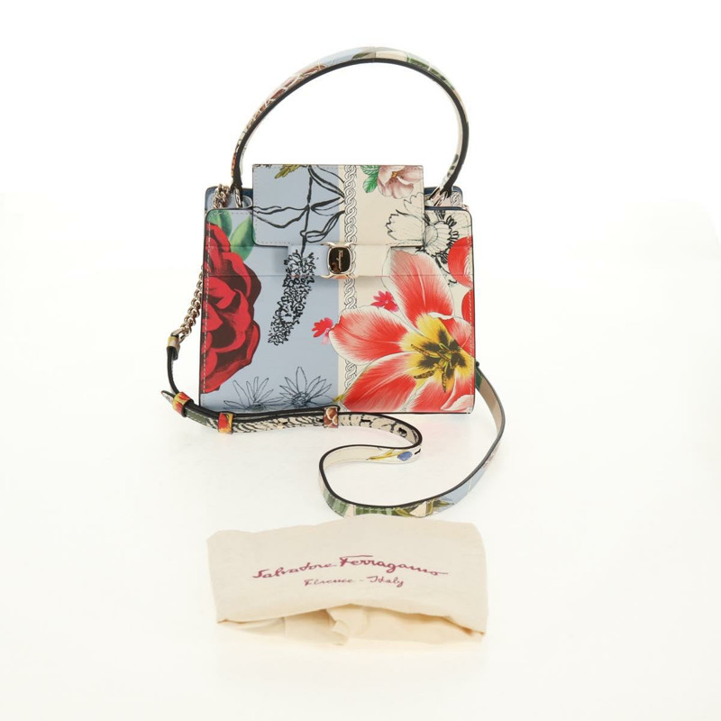 【日本直送】Salvatore Ferragamo Vala 手提包 皮革 2way Multicolor Gold Auth 145624V-11