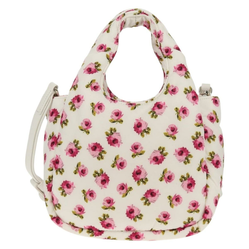 【日本直送】PRADA 花卉手提包 尼龍 兩用 白色 粉紅色 銀色 1BA359 正品 yk19751M-1