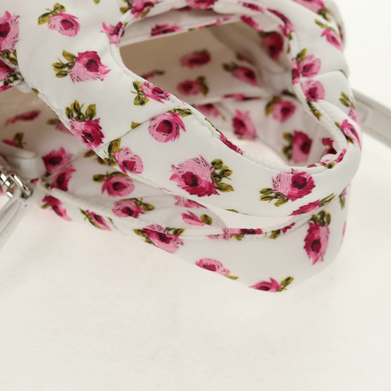 【日本直送】PRADA 花卉手提包 尼龍 兩用 白色 粉紅色 銀色 1BA359 正品 yk19751M-6