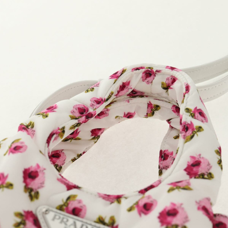【日本直送】PRADA 花卉手提包 尼龍 兩用 白色 粉紅色 銀色 1BA359 正品 yk19751M-13