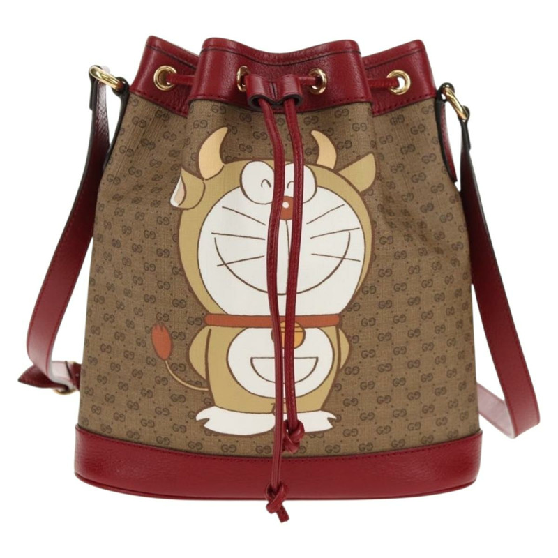 【日本直送】GUCCI Micro GG Supreme Doraemon 聯名手袋 PVC 米色 655597 正品 147572M-12