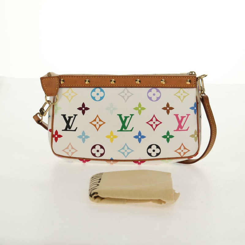 【日本直送】路易威登 (LOUIS VUITTON) 多色 Pochette Accessoires 手拿包 白色 M92649 LV Auth 145617A-11