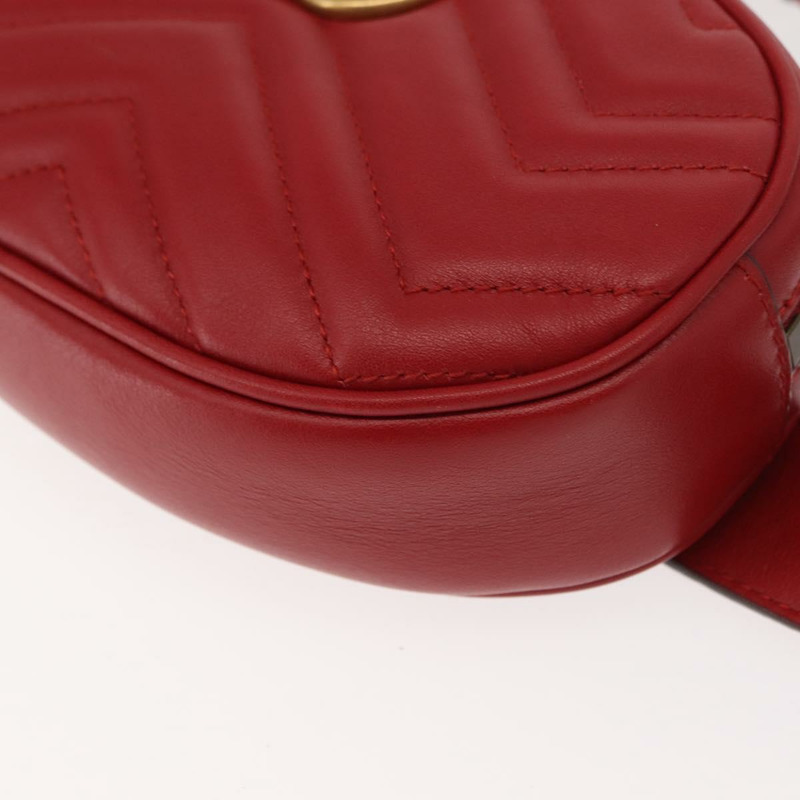 【日本直送】GUCCI GG Marmont 腰包 皮革 紅色 金色 476434 正品 151177M-14