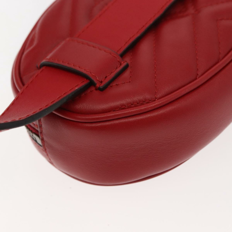 【日本直送】GUCCI GG Marmont 腰包 皮革 紅色 金色 476434 正品 151177M-15