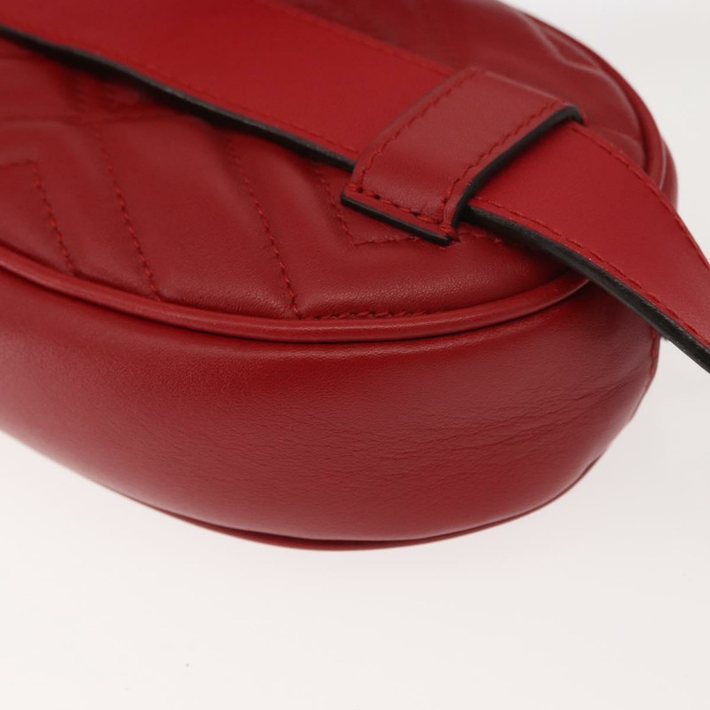 【日本直送】GUCCI GG Marmont 腰包 皮革 紅色 金色 476434 正品 151177M-16