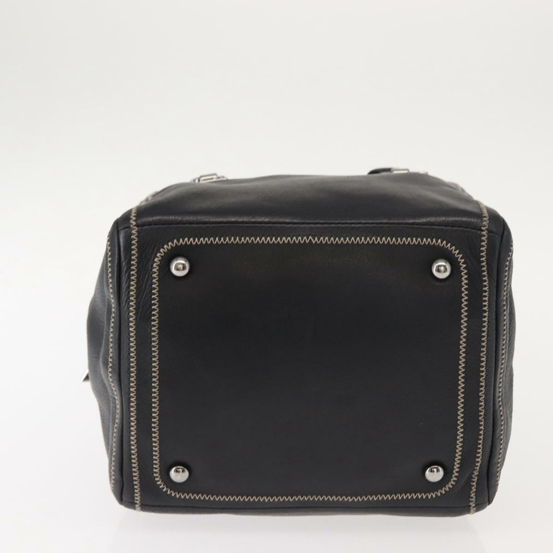 【日本直送】香奈兒 COCO 標誌手提包，黑色皮革，銀色雙C標誌，正品編號 149457-4