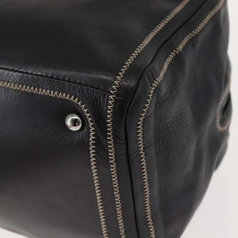 【日本直送】香奈兒 COCO 標誌手提包，黑色皮革，銀色雙C標誌，正品編號 149457-13