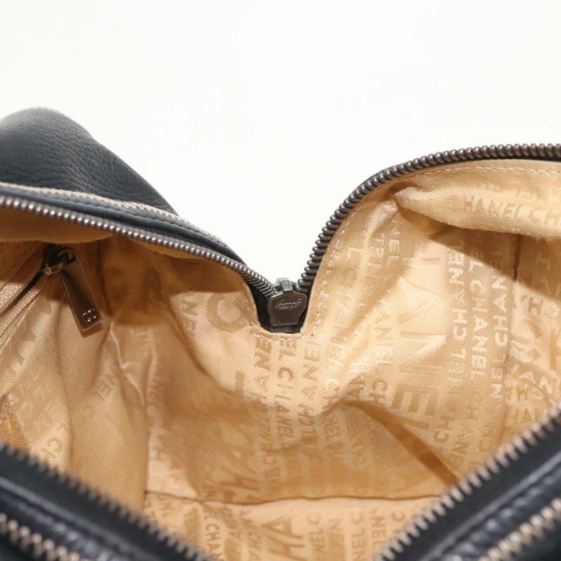 【日本直送】香奈兒 COCO 標誌手提包，黑色皮革，銀色雙C標誌，正品編號 149457-18