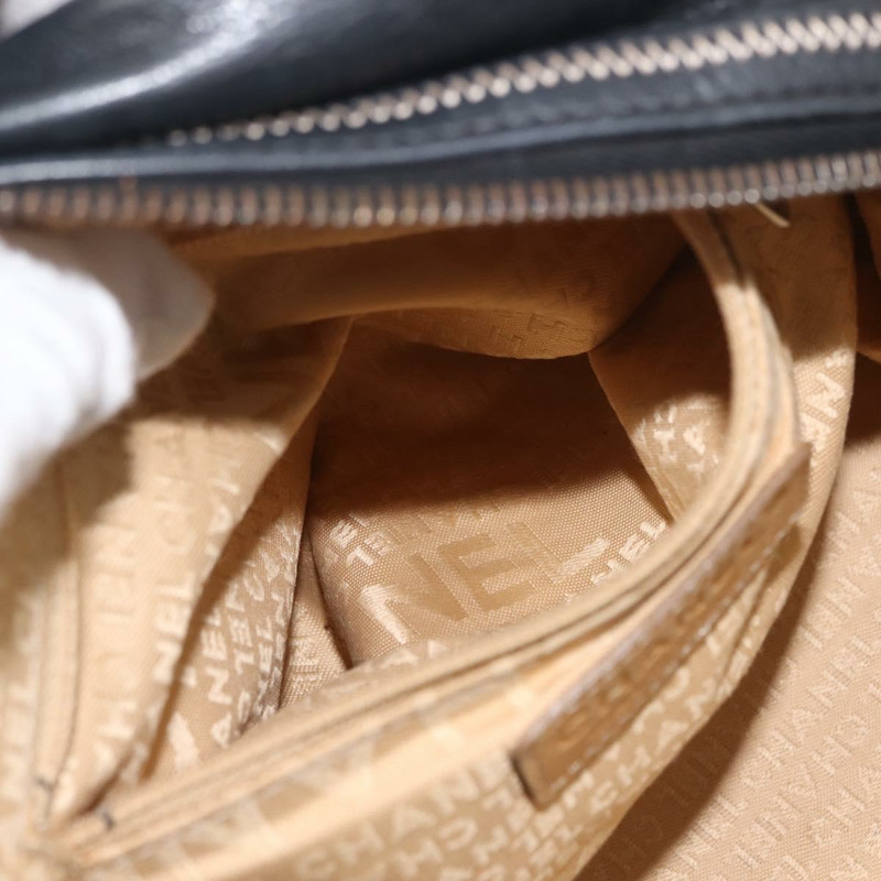 【日本直送】香奈兒 COCO 標誌手提包，黑色皮革，銀色雙C標誌，正品編號 149457-20