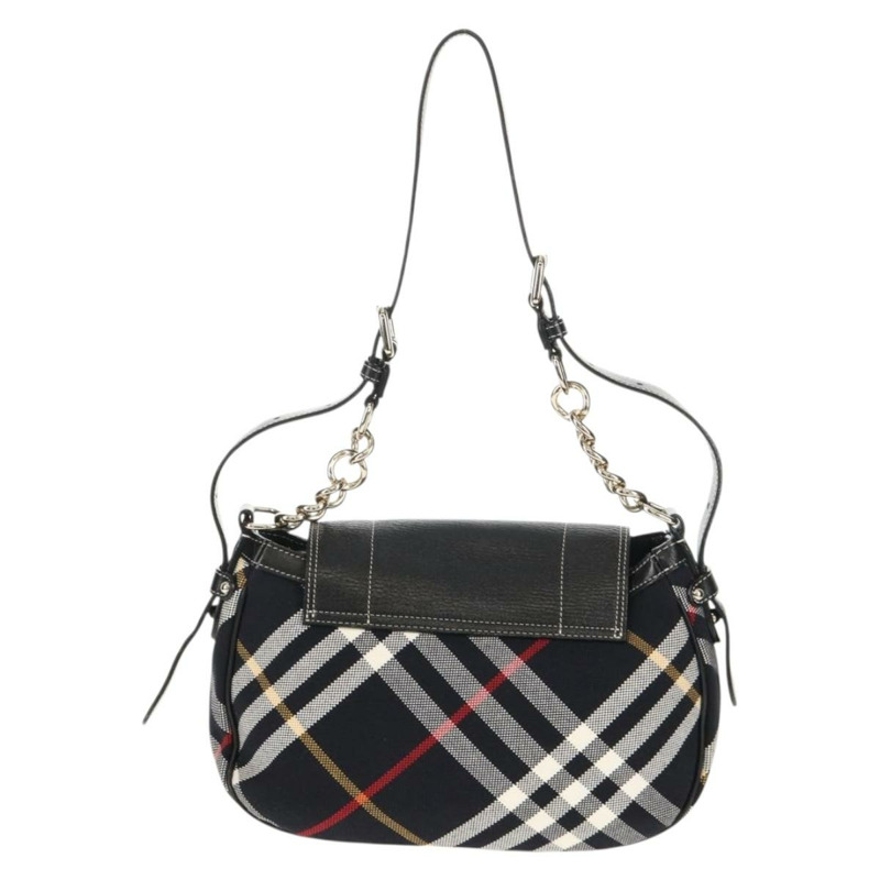 【日本直送】BURBERRY 藍標 Nova 格紋單肩包 帆布 黑色 銀色 正品 149575V-1