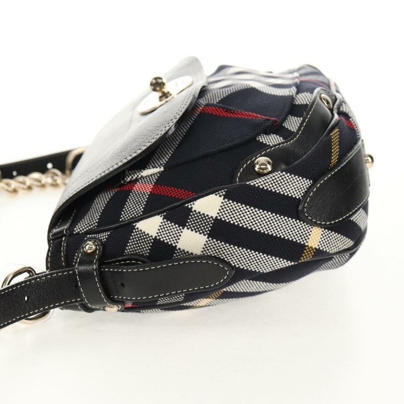 【日本直送】BURBERRY 藍標 Nova 格紋單肩包 帆布 黑色 銀色 正品 149575V-2