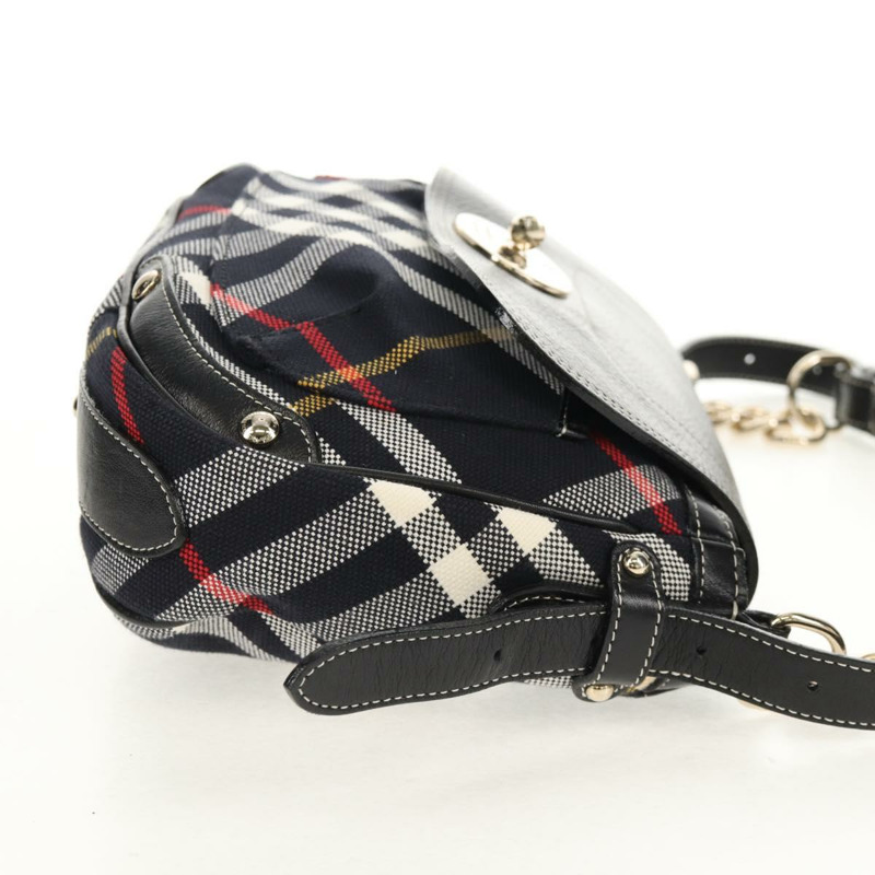 【日本直送】BURBERRY 藍標 Nova 格紋單肩包 帆布 黑色 銀色 正品 149575V-3