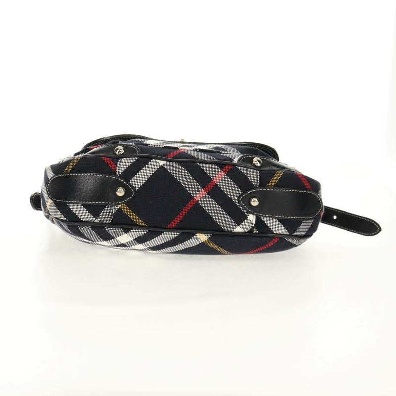 【日本直送】BURBERRY 藍標 Nova 格紋單肩包 帆布 黑色 銀色 正品 149575V-4
