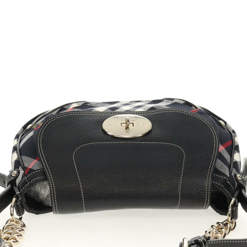 【日本直送】BURBERRY 藍標 Nova 格紋單肩包 帆布 黑色 銀色 正品 149575V-5