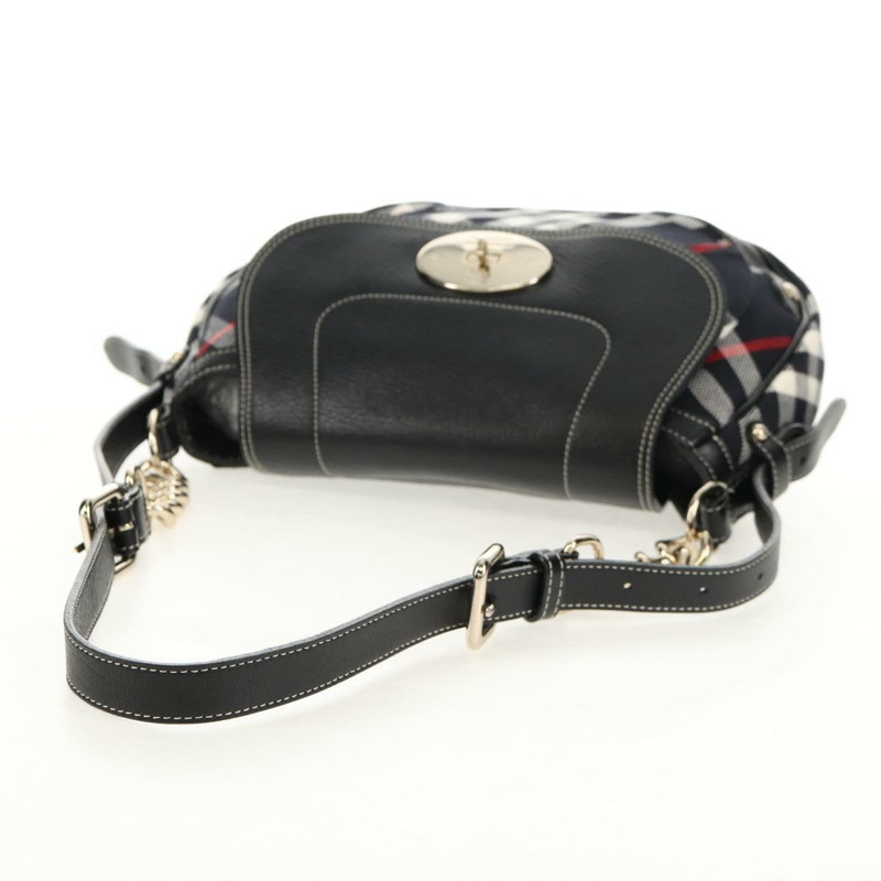 【日本直送】BURBERRY 藍標 Nova 格紋單肩包 帆布 黑色 銀色 正品 149575V-6