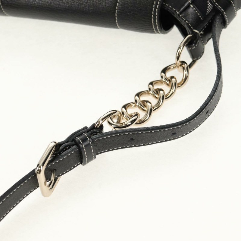 【日本直送】BURBERRY 藍標 Nova 格紋單肩包 帆布 黑色 銀色 正品 149575V-7