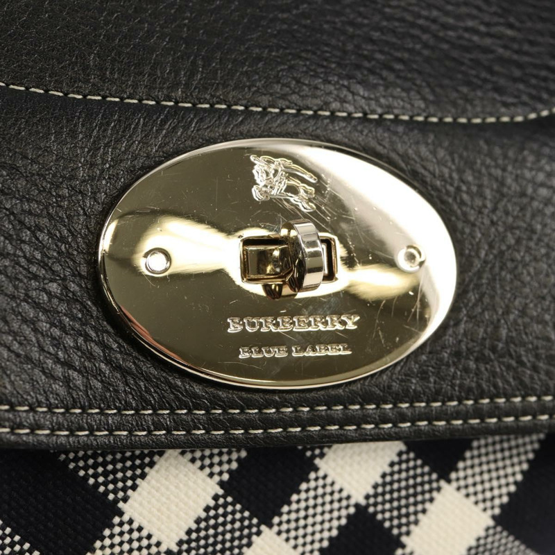 【日本直送】BURBERRY 藍標 Nova 格紋單肩包 帆布 黑色 銀色 正品 149575V-9