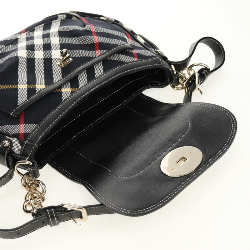 【日本直送】BURBERRY 藍標 Nova 格紋單肩包 帆布 黑色 銀色 正品 149575V-10
