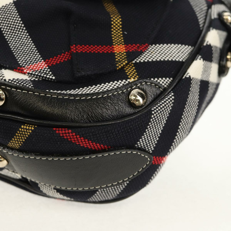 【日本直送】BURBERRY 藍標 Nova 格紋單肩包 帆布 黑色 銀色 正品 149575V-14