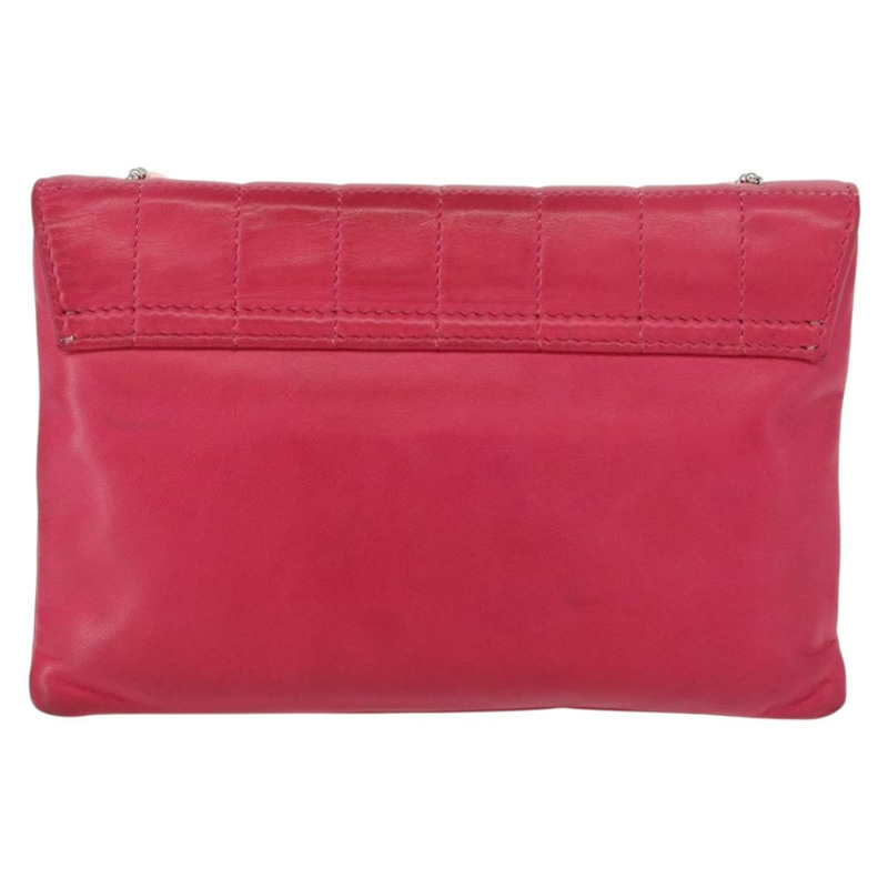 【日本直送】香奈兒 Choco Bar 鏈條手提包，羊皮材質，粉紅色，銀色雙C標誌，正品 bs30713V-1