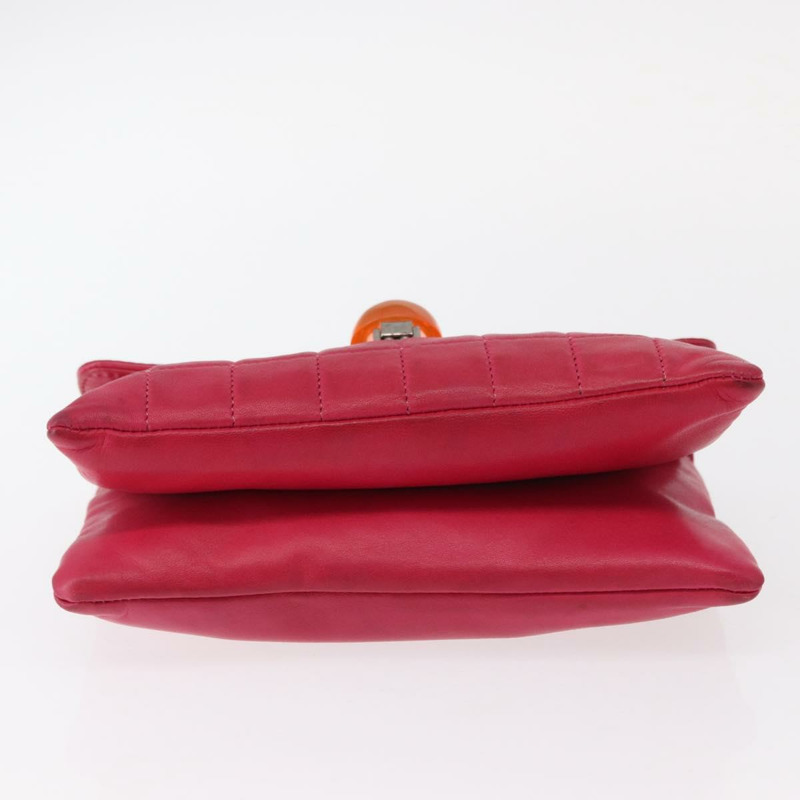 【日本直送】香奈兒 Choco Bar 鏈條手提包，羊皮材質，粉紅色，銀色雙C標誌，正品 bs30713V-4