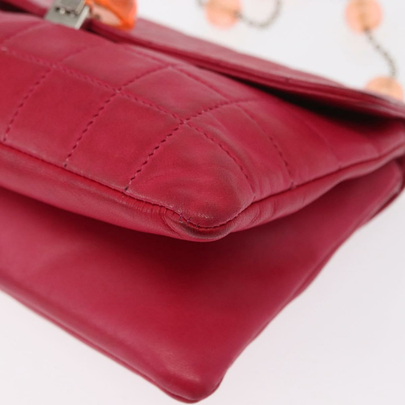 【日本直送】香奈兒 Choco Bar 鏈條手提包，羊皮材質，粉紅色，銀色雙C標誌，正品 bs30713V-14