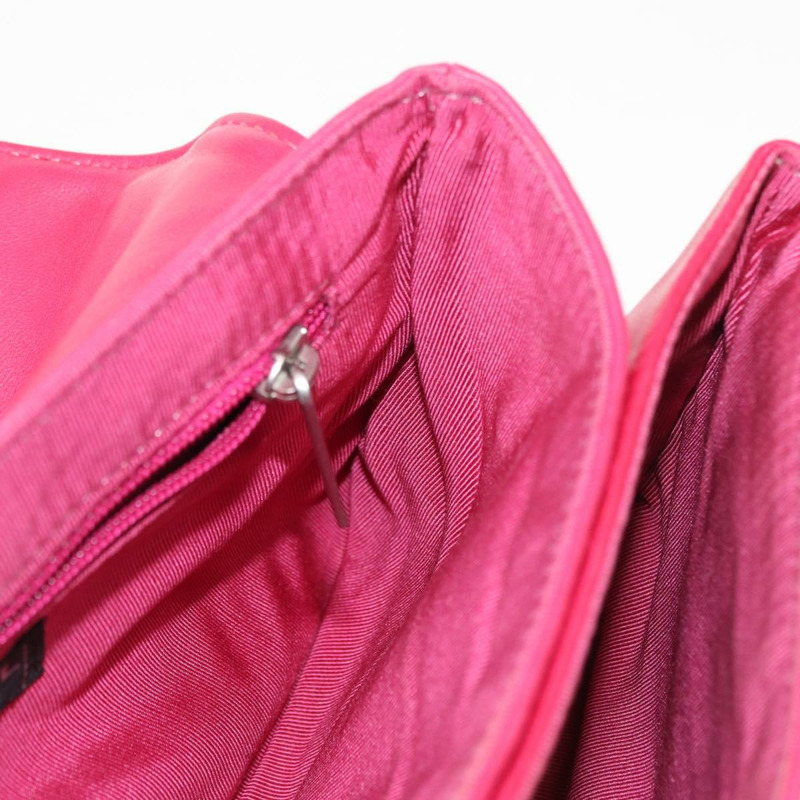 【日本直送】香奈兒 Choco Bar 鏈條手提包，羊皮材質，粉紅色，銀色雙C標誌，正品 bs30713V-19