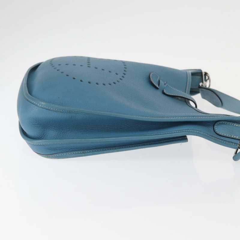 【日本直送】愛馬仕 Evelyn 2 PM 單肩包 皮革 藍色 銀色 正品 149578-2