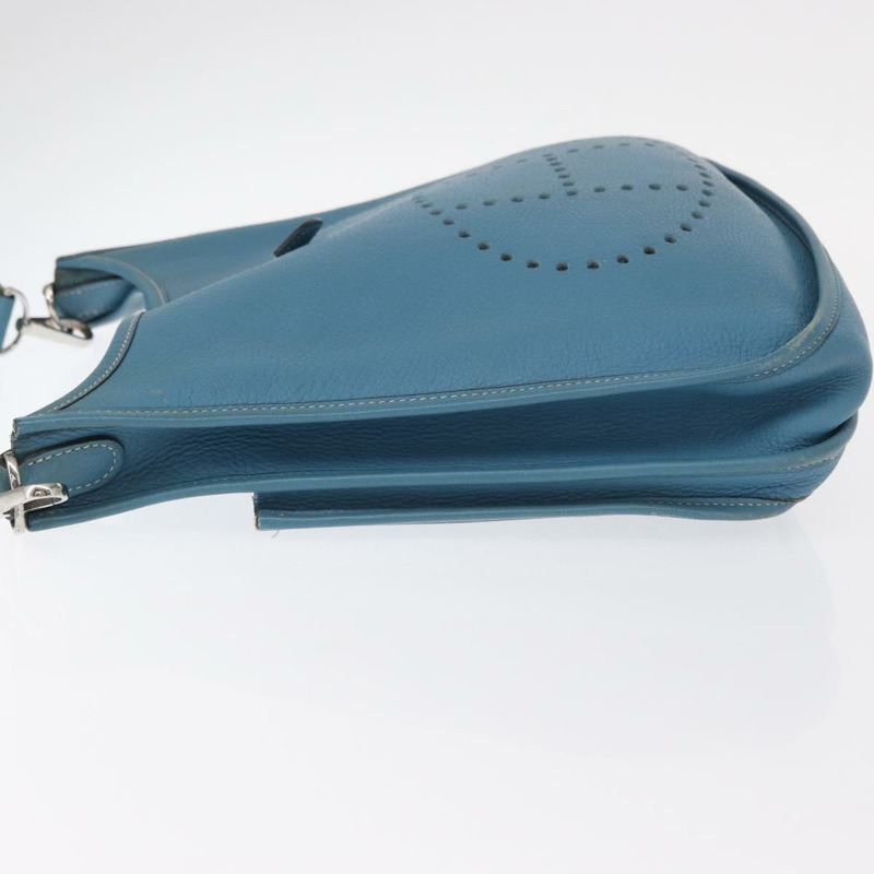 【日本直送】愛馬仕 Evelyn 2 PM 單肩包 皮革 藍色 銀色 正品 149578-3