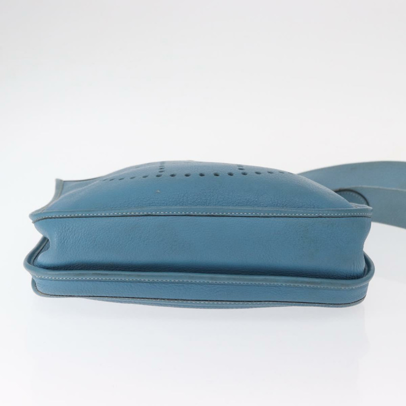 【日本直送】愛馬仕 Evelyn 2 PM 單肩包 皮革 藍色 銀色 正品 149578-4