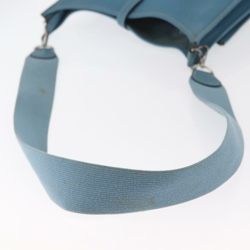 【日本直送】愛馬仕 Evelyn 2 PM 單肩包 皮革 藍色 銀色 正品 149578-6