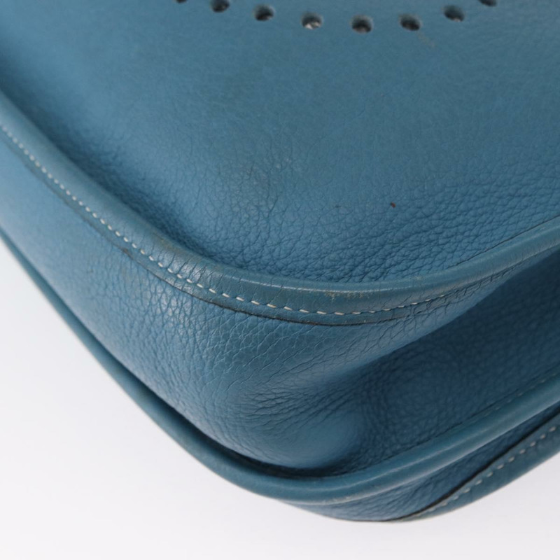 【日本直送】愛馬仕 Evelyn 2 PM 單肩包 皮革 藍色 銀色 正品 149578-13