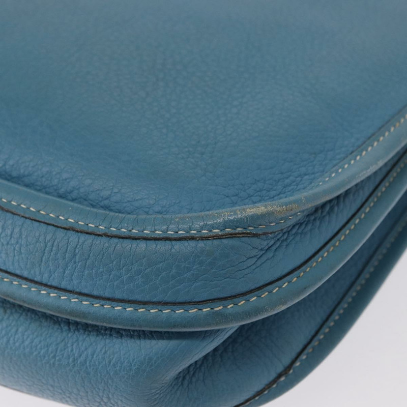 【日本直送】愛馬仕 Evelyn 2 PM 單肩包 皮革 藍色 銀色 正品 149578-15