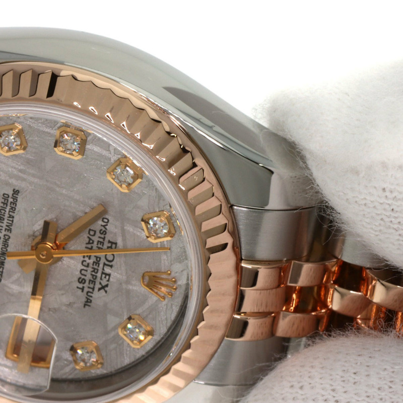 勞力士 179171G Datejust 10P 鑲鑽腕錶，精鋼及 18K 永恆玫瑰金材質，女款-13