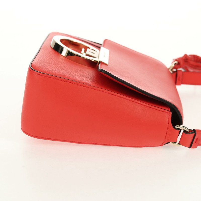 【日本直送】Salvatore Ferragamo Gancini 單背包，皮革材質，紅色金色，正品，貨號 145623V-3