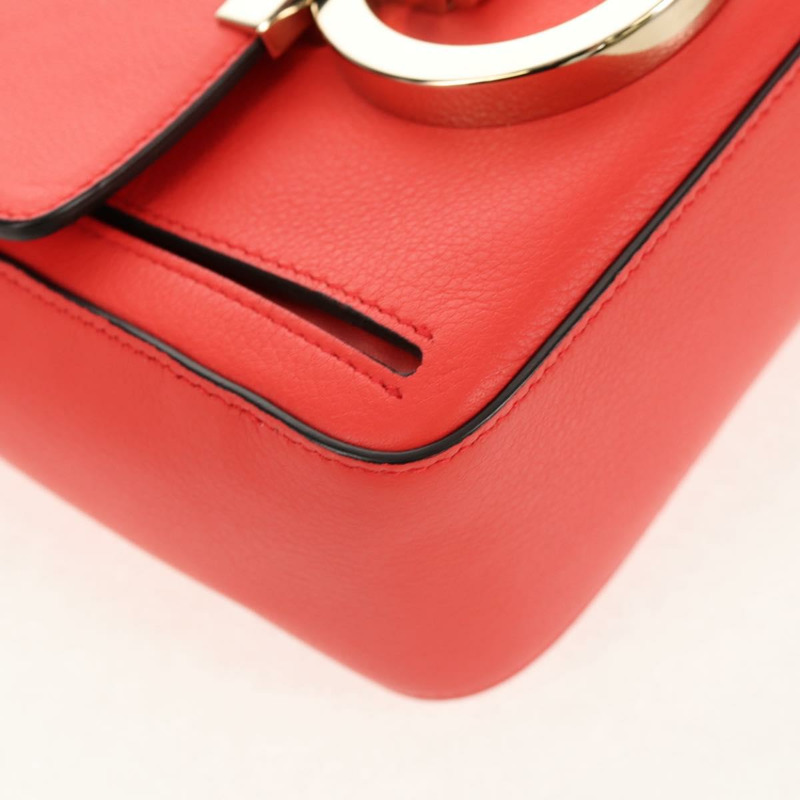 【日本直送】Salvatore Ferragamo Gancini 單背包，皮革材質，紅色金色，正品，貨號 145623V-14