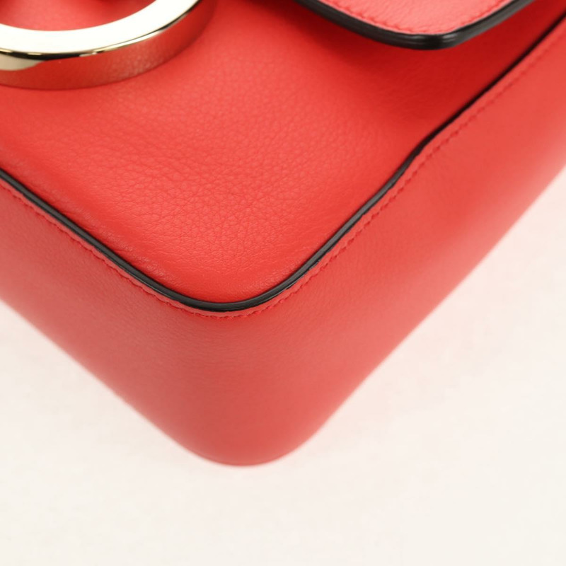 【日本直送】Salvatore Ferragamo Gancini 單背包，皮革材質，紅色金色，正品，貨號 145623V-15