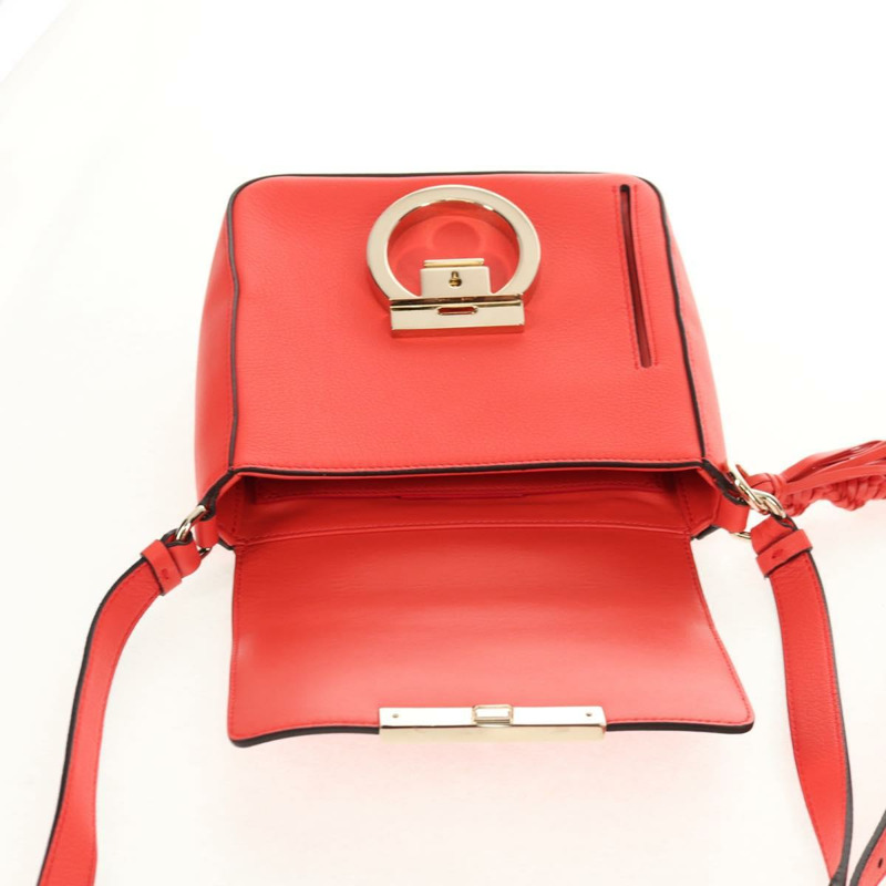 【日本直送】Salvatore Ferragamo Gancini 單背包，皮革材質，紅色金色，正品，貨號 145623V-19