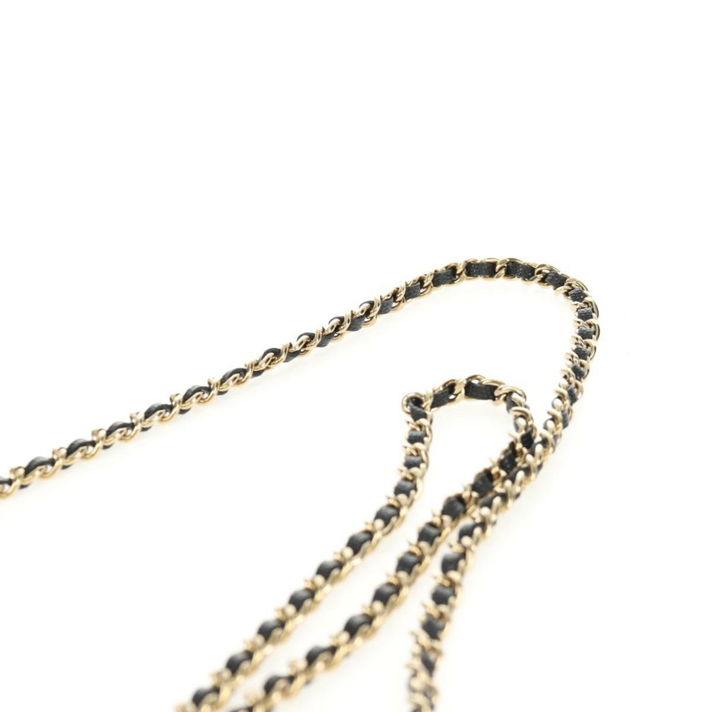 【日本直送】香奈兒 (CHANEL) 菱格紋鏈條肩背包，魚子醬紋皮革，黑色，金色雙C標誌，正品 BA7560M-13