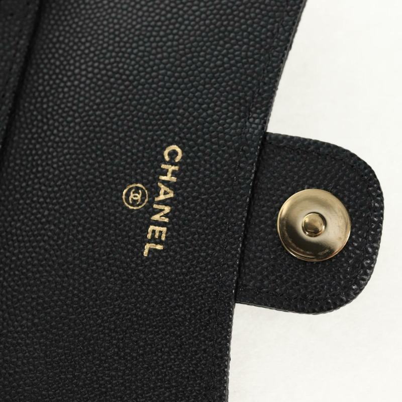 【日本直送】香奈兒 (CHANEL) 菱格紋鏈條肩背包，魚子醬紋皮革，黑色，金色雙C標誌，正品 BA7560M-21