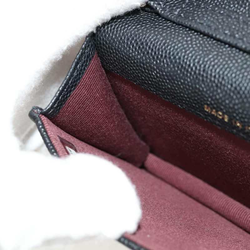 【日本直送】香奈兒 (CHANEL) 菱格紋鏈條肩背包，魚子醬紋皮革，黑色，金色雙C標誌，正品 BA7560M-24