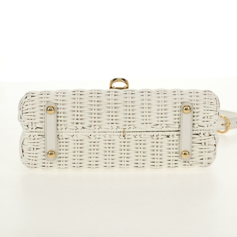 【日本直送】Salvatore Ferragamo Gancini 藤編兩用白金手提包，正品編號 150815AV-4