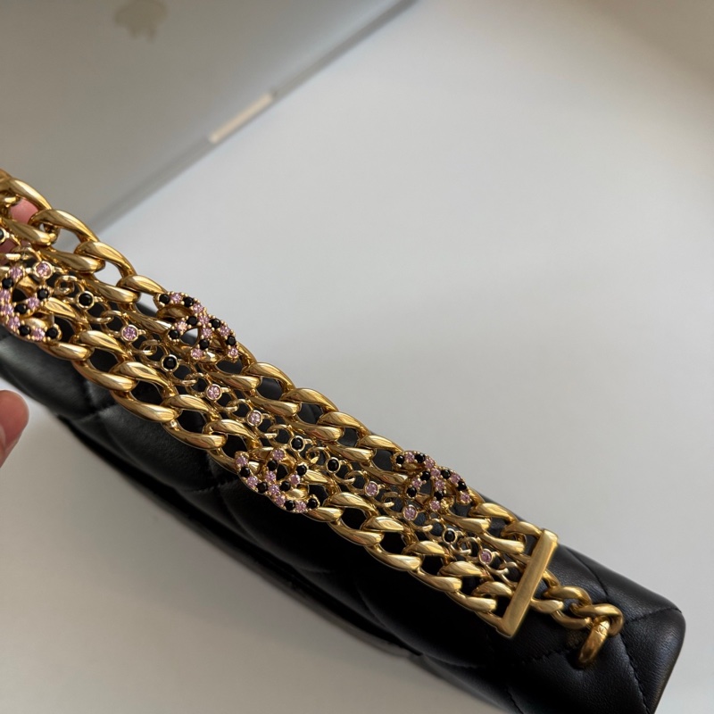 Chanel 24c粉飾黑金鏈條cf 手提包 極致高級感✨-4